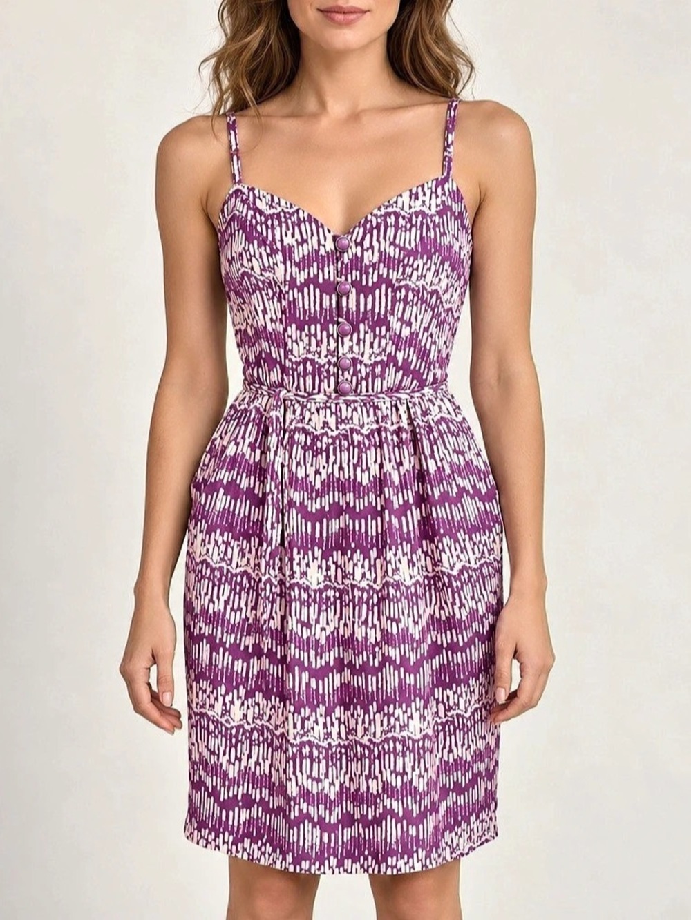 Shoshanna Abstract Print Mini Dress in Purple & White